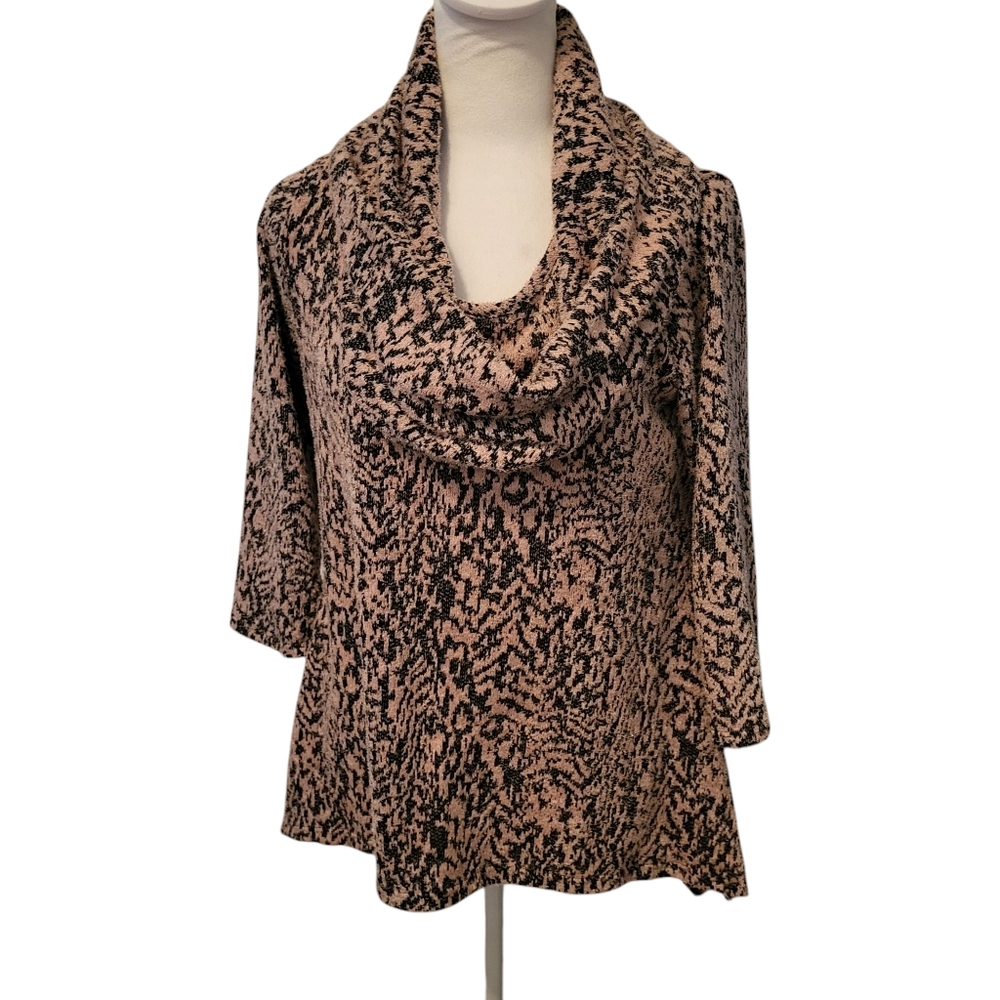 New Directions Cowl Sweater Pink/Black sz PM